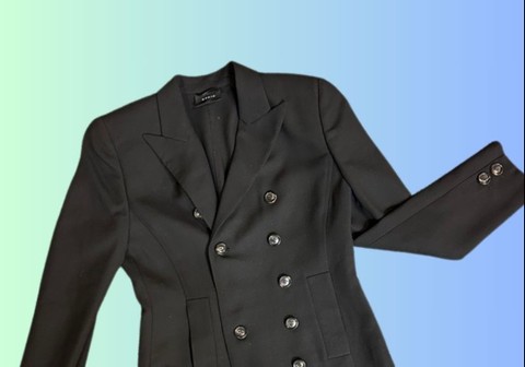 Black blazer with blue/green colored background