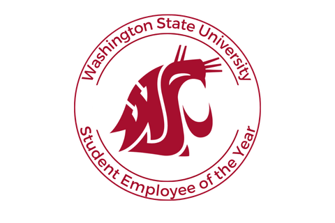 WSU student employee of the year logo with cougar head